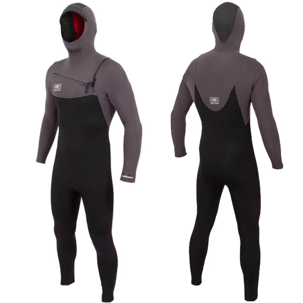 Free-Flex Hooded 5:4mm Wetsuit Steamer| Chest Zip | Full Surfing Wetsuit | Ocean and Earth | Mens