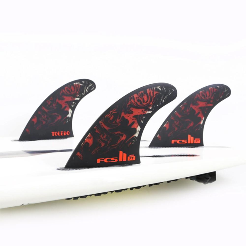 FCSII Filipe Toledo | Thruster 3 Fin Set | Performance Air Core | FCS 2 | Ultra Light Fins Fast Progressive Surfing