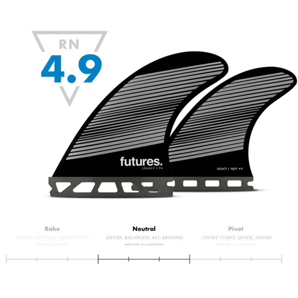 F6 Legacy | Medium | Quad 4 Fin Set | Honeycomb | Futures Fins | Suits Surfers 65-88kg | Balanced All Round Fin