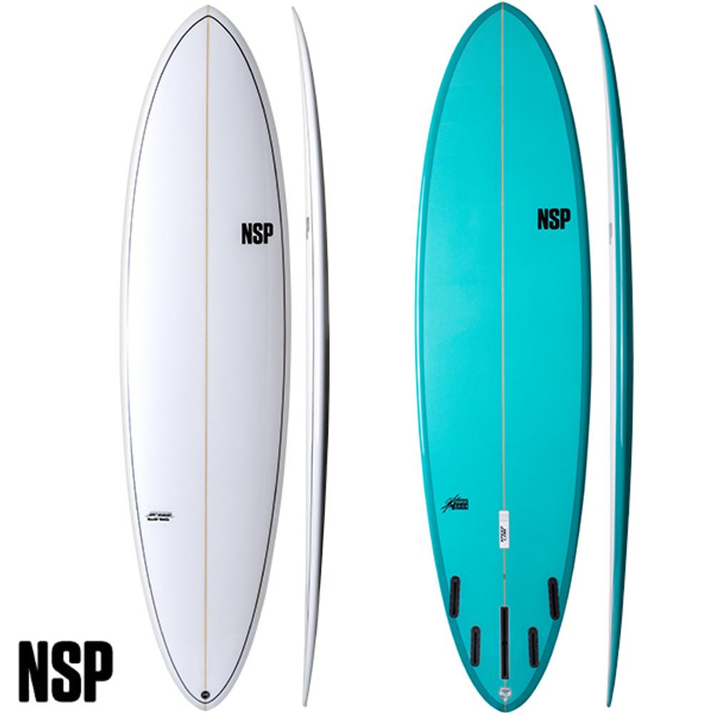 NSP Speed Line Surfboard | Mid Length in Traditional Fibreglass | 4 + 1 Versatile Fin Setup