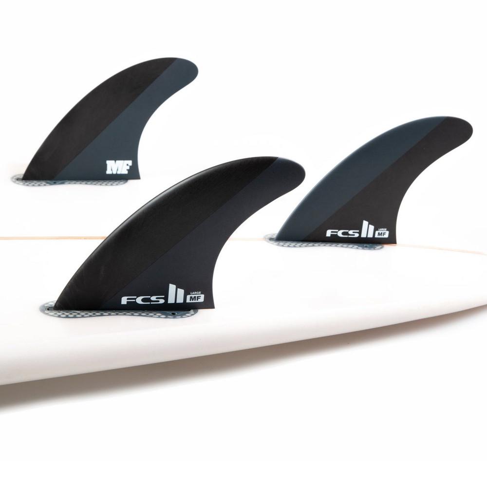 FCS 2 Mick Fanning | Thruster Fin Set | Neo Carbon | Black/Charcoal | Snaps Carves and Cuttys
